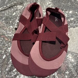 Burgundy and Pink Ballet Flats
